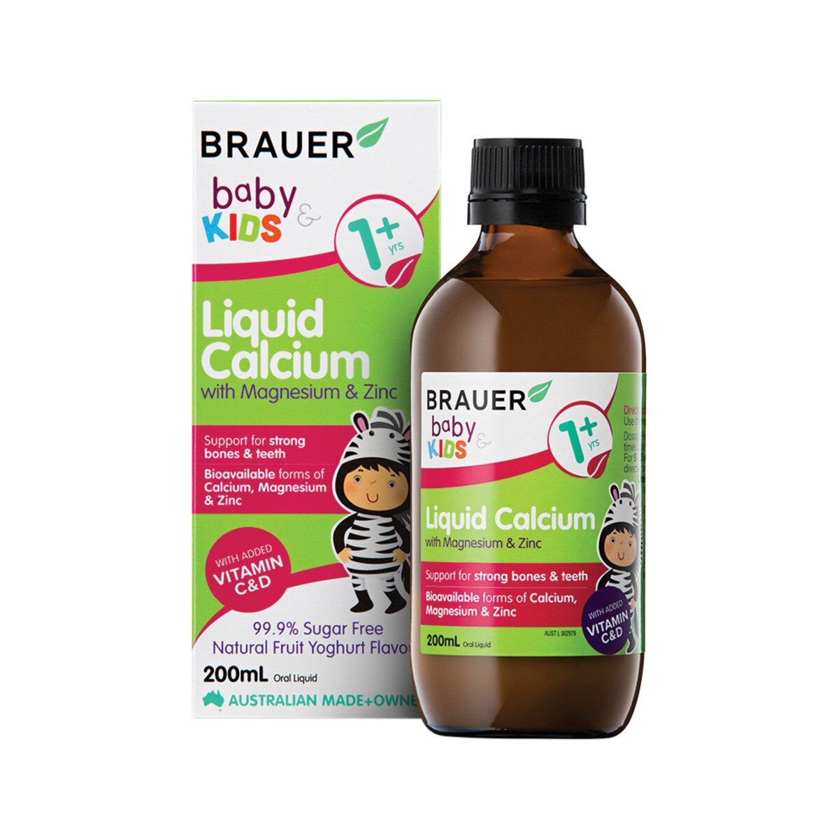 BRAUER Baby & Kids Liquid Calcium with Magnesium & Zinc (1+ years ...